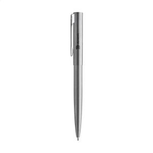Stylo à bille bleu avec corps en acier inoxydable brossé, système à capuchon coulissant, clip brillant et recharge fiable pour une écriture fluide 4