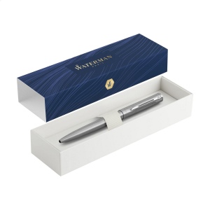 Stylo à bille bleu avec corps en acier inoxydable brossé, système à capuchon coulissant, clip brillant et recharge fiable pour une écriture fluide 2