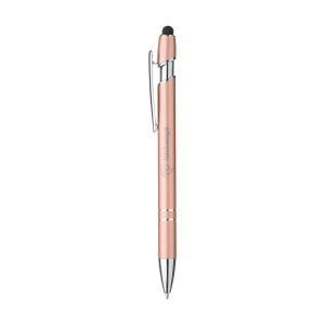 Stylo à bille fin à encre bleue, avec corps du stylo en aluminium et embout en caoutchouc permettant d'utiliser les écrans tactiles. Doté d'un clip métallique robuste et d'une pointe en plastique. 8
