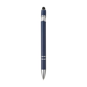 Stylo à bille fin à encre bleue, avec corps du stylo en aluminium et embout en caoutchouc permettant d'utiliser les écrans tactiles. Doté d'un clip métallique robuste et d'une pointe en plastique. 18