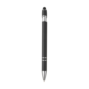 Stylo à bille fin à encre bleue, avec corps du stylo en aluminium et embout en caoutchouc permettant d'utiliser les écrans tactiles. Doté d'un clip métallique robuste et d'une pointe en plastique. 19