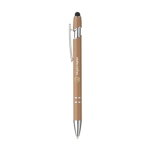 Stylo à bille fin à encre bleue, avec corps du stylo en aluminium et embout en caoutchouc permettant d'utiliser les écrans tactiles. Doté d'un clip métallique robuste et d'une pointe en plastique. 11