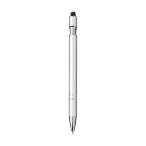 Stylo à bille fin à encre bleue, avec corps du stylo en aluminium et embout en caoutchouc permettant d'utiliser les écrans tactiles. Doté d'un clip métallique robuste et d'une pointe en plastique. 16