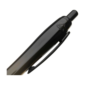 Stylo à bille à encre bleue avec corps coloré translucide, zone de préhension antidérapante, embout en caoutchouc, clip en métal et accents noires. 38
