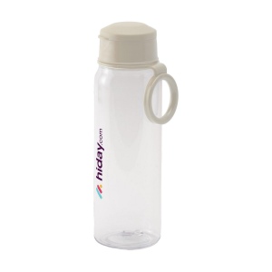 Bouteille d'eau en Tritan transparent. Équipée d'un bouchon à vis avec couvercle intégré pouvant s'ouvrir d'une seule main. Étanche. 4