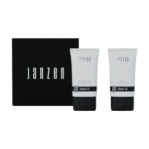 Paquet-boîte aux lettres avec deux produits de soin au parfum Black 22. Contenu : 2