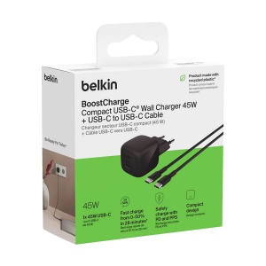 Chargeur USB-C compact avec port USB-C 45 W et boîtier en plastique recyclé 10