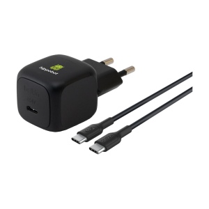 Chargeur USB-C compact avec port USB-C 45 W et boîtier en plastique recyclé