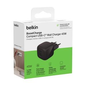 Chargeur USB-C compact avec port USB-C 45 W et boîtier en plastique recyclé 10