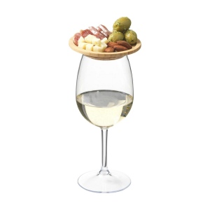 Un élégant couvercle pour verre à vin en bambou certifié FSC 100%, idéal comme petite assiette pour les entrées, les amuse-bouches ou les tapas 2