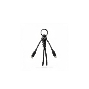 KEYLINK - BND1555 - Porte-clés tressé RPET 2 en 1 et câble de chargement