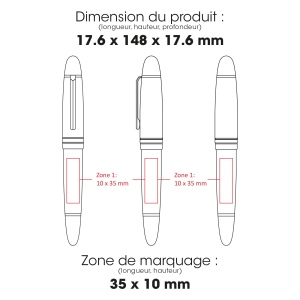 THE BIG PEN - BND180 - Stylo à bille roulante en acier inoxydable recyclé 2