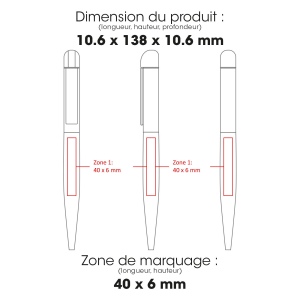 FOLK - BND62 - Stylo à bille en acier inoxydable recyclé - Rouge finition rubber 2