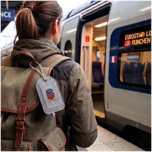 Etiquette de bagage en feutrine végétale, marquage par transfert Seriquadri