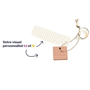 Porte-clés Sésame carré gravé avec anneau, lien et carte 3