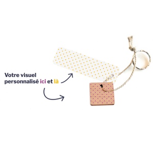 Porte-clés Sésame carré imprimé avec anneau, lien sans carte 3