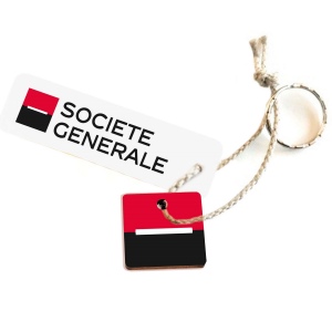 Porte-clés Sésame carré imprimé avec anneau, lien sans carte