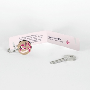 Porte-clés Sésame disque Octobre Rose imprimé avec anneau direct et carte 2