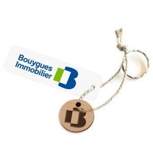 Porte-clés Sésame disque gravé avec anneau, lien et carte