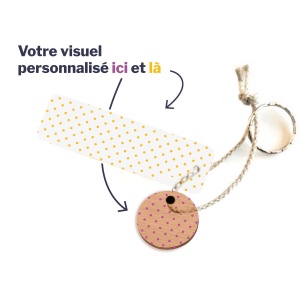 Porte-clés Sésame disque imprimé avec anneau, lien et carte 3