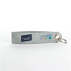 Porte clé en feutrine végétale made in France type lanière 140x30mm quadri Recto Verso sans étiquette 2