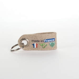 Porte clé en feutrine végétale made in France type lanière 70x30mm quadri Recto Verso sans étiquette 2