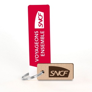 Porte-clés Sésame rectangle gravé avec anneau direct et carte
