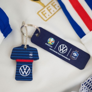 Porte-clés Supporter maillot imprimé avec anneau, lien et carte