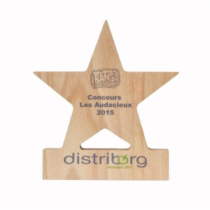 Trophée en bois étoile imprimé 2