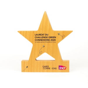 Trophée en bois étoile imprimé