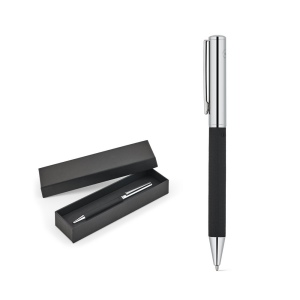 SLAUGHTER. Stylo à bille documentaire en acier inoxydable avec une finition brillante et une encre noire