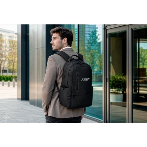BOSTON SOLID. Sac à dos pour ordinateur portable (17") en nylon 150D avec 2 compartiments rembourrés 5