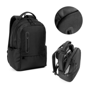 BOSTON SOLID. Sac à dos pour ordinateur portable (17") en nylon 150D avec 2 compartiments rembourrés
