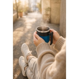 MALDINI. Mug de voyage avec paroi intérieure en acier inoxydable et finition mate, 400 mL 7