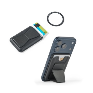 CONNOR. Porte-cartes magnétique en cuir PU, se fixe facilement à l'arrière de votre téléphone portable, avec blocage RFID