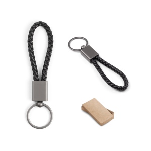 KETCHUM. Porte-clés rectangulaire en cordon tressé en polyester (dont 21 % recyclé) et polyuréthane (79 % recyclé)