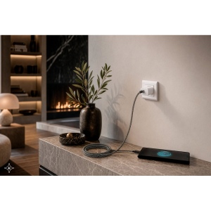 NADELLA. Câble USB-C vers USB-C avec gaine tressée en polyester (60 W) et système magnétique pour un enroulement facile 5
