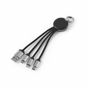 Câble Boyle 4-en-1 en rABS. 10W, porte-clés et logo rétroéclairé
