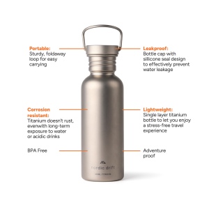 Bouteille d'eau 600ml ultra légère titane Nordic Drift Trail 4