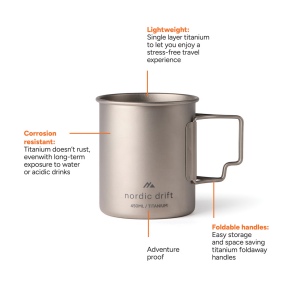 Tasse 450 ml ultra légère en titane Nordic Drift Trail 4