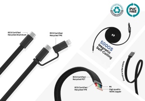 Câble magnétique 60W 2 en 1 Arc en PET RCS 30