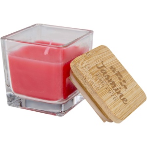 Bougie carrée Ambra en verre avec couvercle en bambou 6
