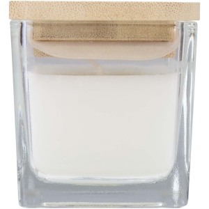 Bougie carrée Ambra en verre avec couvercle en bambou 8