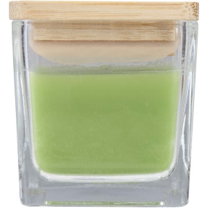 Bougie carrée Ambra en verre avec couvercle en bambou 10