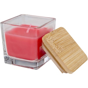 Bougie carrée Ambra en verre avec couvercle en bambou 3