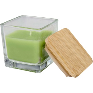 Bougie carrée Ambra en verre avec couvercle en bambou 4