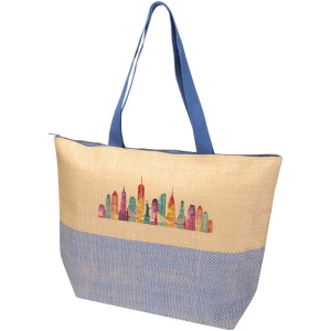Grand sac fourre-tout en papier paille Rhythm avec fermeture à glissière, 21 L 7