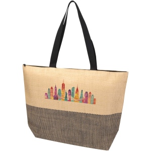 Grand sac fourre-tout en papier paille Rhythm avec fermeture à glissière, 21 L 9