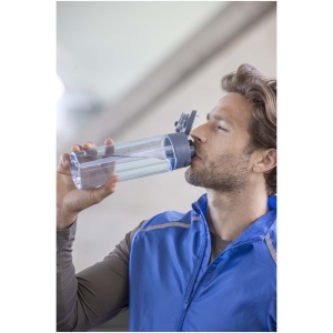 Bouteille d'eau Theron de 700 ml en plastique recyclé RCS, avec bouchon double fonction et paille rabattable 19
