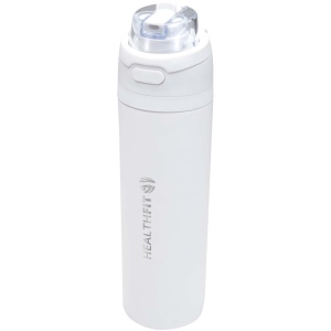 Bouteille d'eau Theron 800 ml en acier inoxydable à simple paroi recyclé RCS, avec bouchon à double fonction et paille rabatt 5